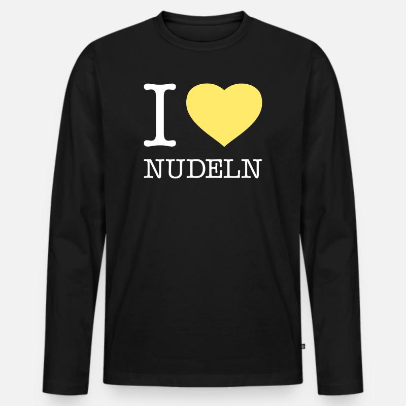 I love Nudeln - Männer Premium Bio Langarmshirt - Schwarz