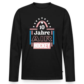 Air Hockey Jubiläum 10 Jahre Airhockey Spielerin - Männer Premium Bio Langarmshirt - Schwarz - Vorne - Nico (187cm)