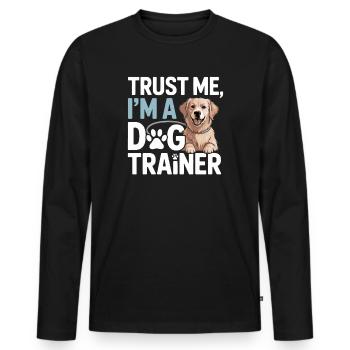 École canine Dog Lover Dresseur de chiens - T-shirt manches longues Premium bio Homme - noir - Devant - Nico (187cm)