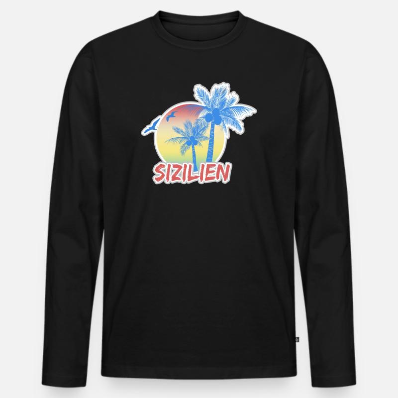 Sizilien als Urlaub - Männer Premium Bio Langarmshirt - Schwarz