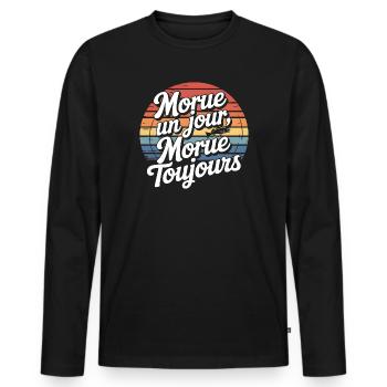 Morue Un Jour Toujours - T-shirt manches longues Premium bio Homme - noir - Devant - Nico (187cm)