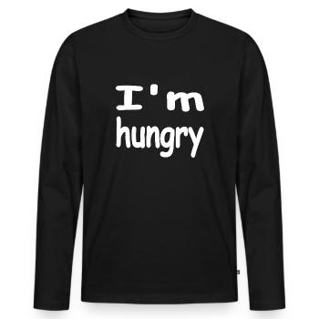 hunger - Men's Premium Organic Long Sleeve Shirt - black - Front - Nico (187cm)