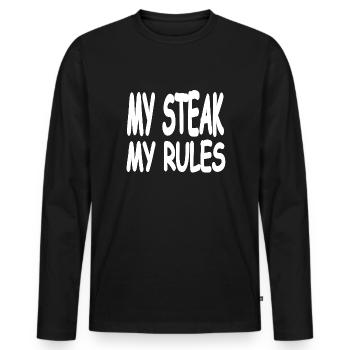 Steak - Männer Premium Bio Langarmshirt - Schwarz - Vorne - Nico (187cm)