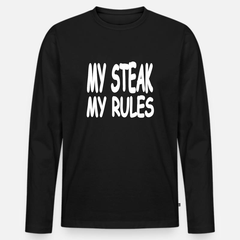 Steak - Männer Premium Bio Langarmshirt - Schwarz