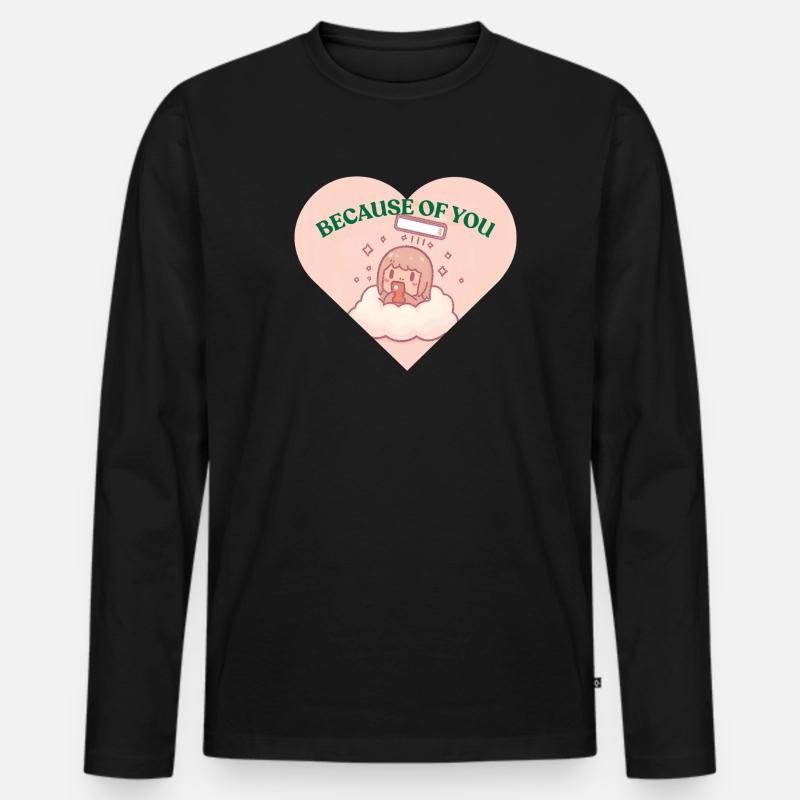 Wegen dir - Douceur Câline - Männer Premium Bio Langarmshirt - Schwarz