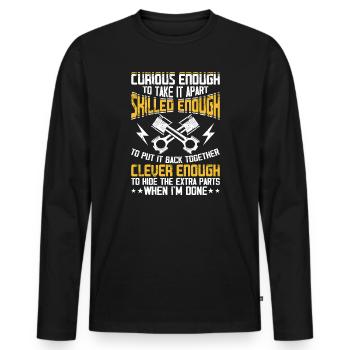 Mécanicien automobile Mécatronicien Technicien Tournevis Cadeau - T-shirt manches longues Premium bio Homme - noir - Devant - Nico (187cm)
