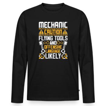 Mécanicien automobile Mécatronicien Technicien Tournevis Cadeau - T-shirt manches longues Premium bio Homme - noir - Devant - Nico (187cm)