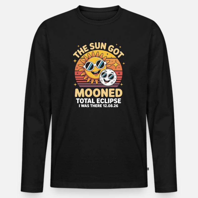 Sun Moon Eclipse with Glasses - Men's Premium Organic Long Sleeve Shirt - black