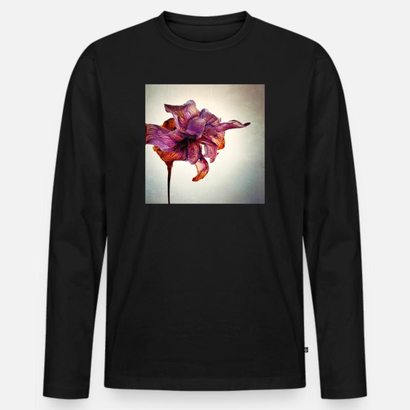 Verwelkte Blume - Männer Premium Bio Langarmshirt - Schwarz