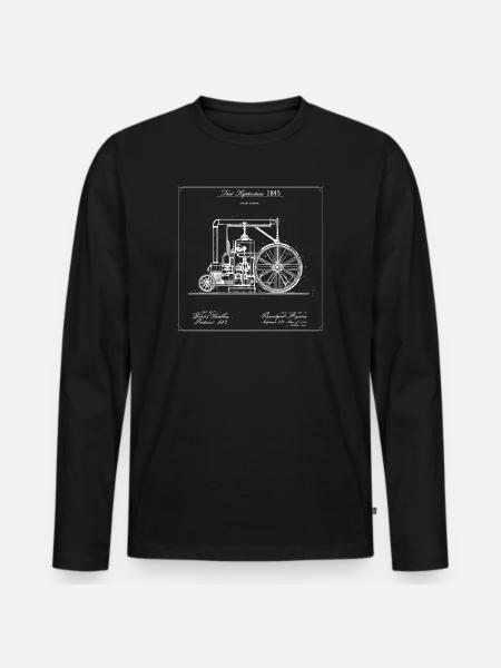 Vintage Steam Engine Blueprint - Men's Premium Organic Long Sleeve Shirt - black