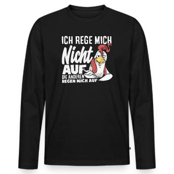 Ich rege mich nicht auf die anderen regen mich auf - Männer Premium Bio Langarmshirt - Schwarz - Vorne - Nico (187cm)