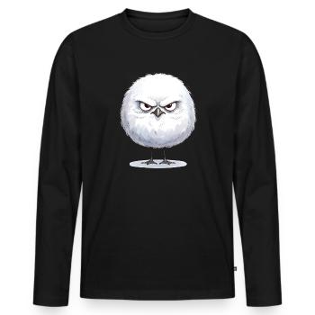 Grimmige runde Möwe  - Männer Premium Bio Langarmshirt - Schwarz - Vorne - Nico (187cm)