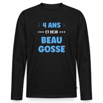 4 ans et deja beau gosse - T-shirt manches longues Premium bio Homme - noir - Devant - Nico (187cm)