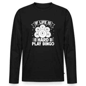 La vie du joueur de bingo est difficile Bingo - T-shirt manches longues Premium bio Homme - noir - Devant - Nico (187cm)