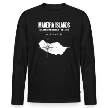 Madeira Inseln Kompass Vintage - Männer Premium Bio Langarmshirt - Schwarz - Vorne - Nico (187cm)