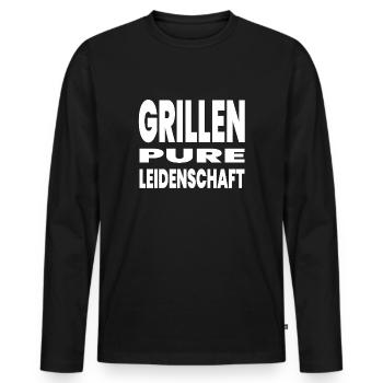 Grill - Men's Premium Organic Long Sleeve Shirt - black - Front - Nico (187cm)