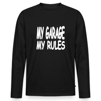 Garage - T-shirt manches longues Premium bio Homme - noir - Devant - Nico (187cm)