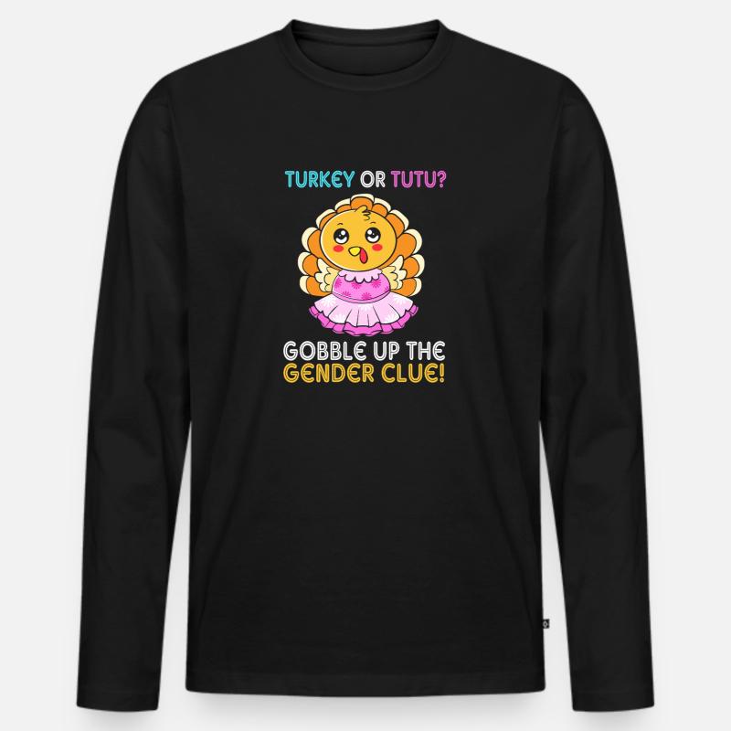 Thanksgiving Gender Reveal Werdende Mutter - Männer Premium Bio Langarmshirt - Schwarz