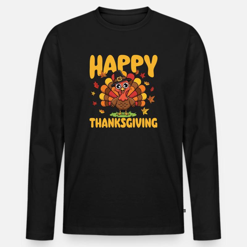 Frohes Thanksgiving Herbst Erntemischung - Männer Premium Bio Langarmshirt - Schwarz