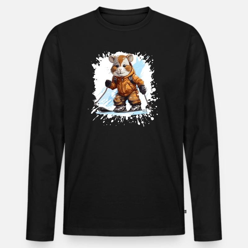 Pferd Ski Skifahren - Männer Premium Bio Langarmshirt - Schwarz