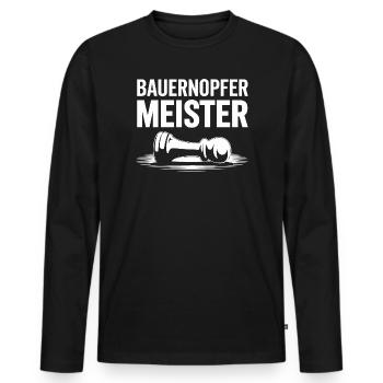 Pawn Sacrifice Master Chess Player Humor Vintage - Men's Premium Organic Long Sleeve Shirt - black - Front - Nico (187cm)