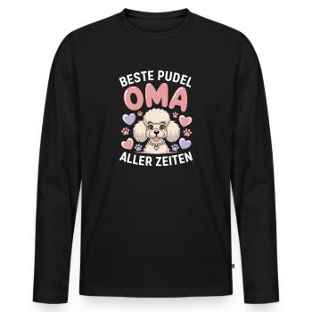 Meilleure grand-mère caniche de tous les temps avec cœur et pattes - T-shirt manches longues Premium bio Homme - noir - Devant - Nico (187cm)