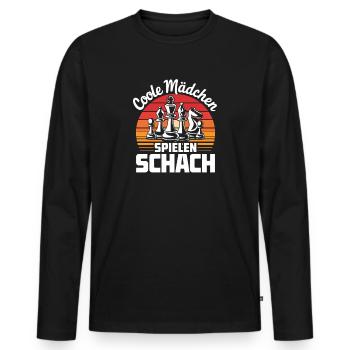 Filles cool jouant aux échecs rétro - T-shirt manches longues Premium bio Homme - noir - Devant - Nico (187cm)