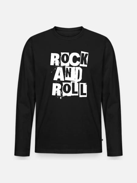 Rock'n'Roll-Grunge-Typografie - Männer Premium Bio Langarmshirt - Schwarz