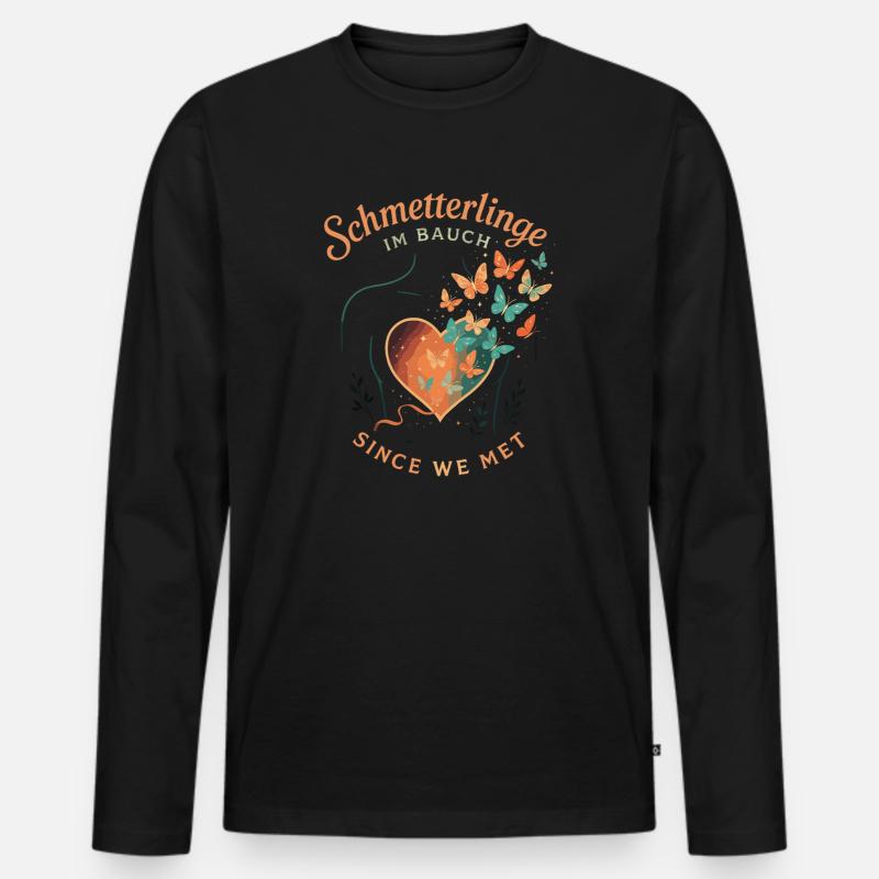 Schmetterlinge im Bauch Love Design - Männer Premium Bio Langarmshirt - Schwarz