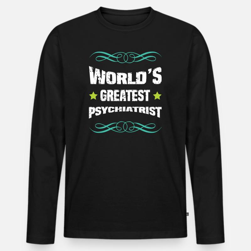 Weltbester Psychiater - Männer Premium Bio Langarmshirt - Schwarz