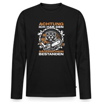 Sawmill Wood Making Chainsaw Lumberjack - Men's Premium Organic Long Sleeve Shirt - black - Front - Nico (187cm)
