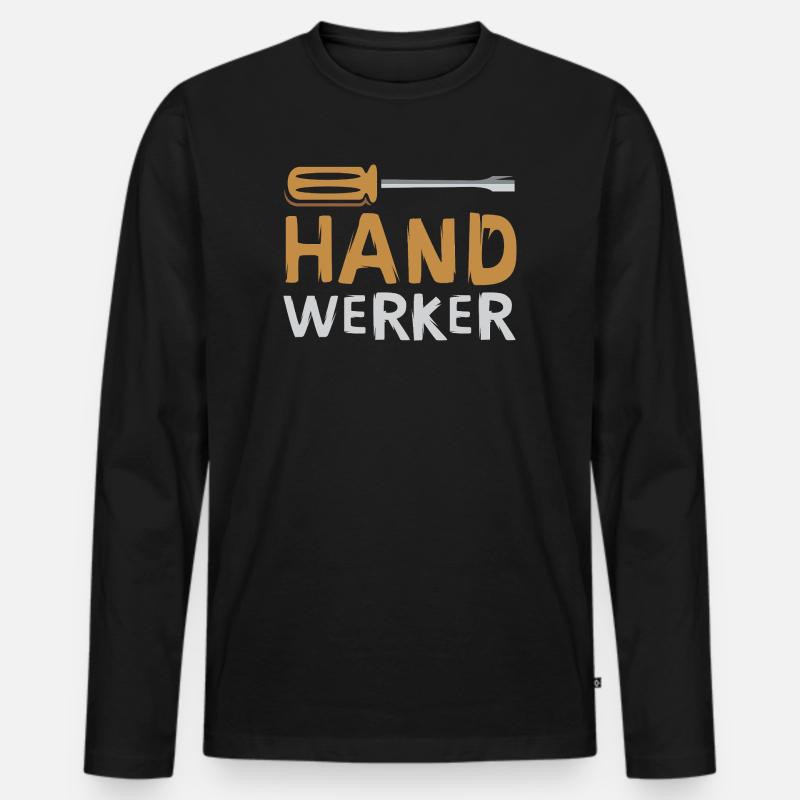 Handwerker Schriftzug mit Schraubendreher - Männer Premium Bio Langarmshirt - Schwarz