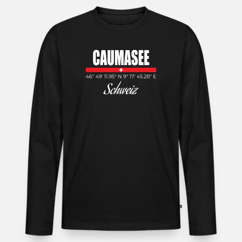 Caumasee - Männer Premium Bio Langarmshirt - Schwarz