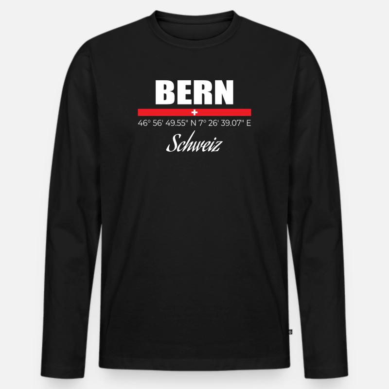 Bern - Männer Premium Bio Langarmshirt - Schwarz