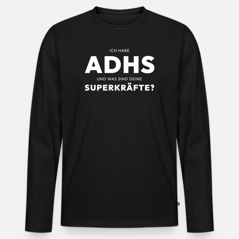 ADHS - Männer Premium Bio Langarmshirt - Schwarz