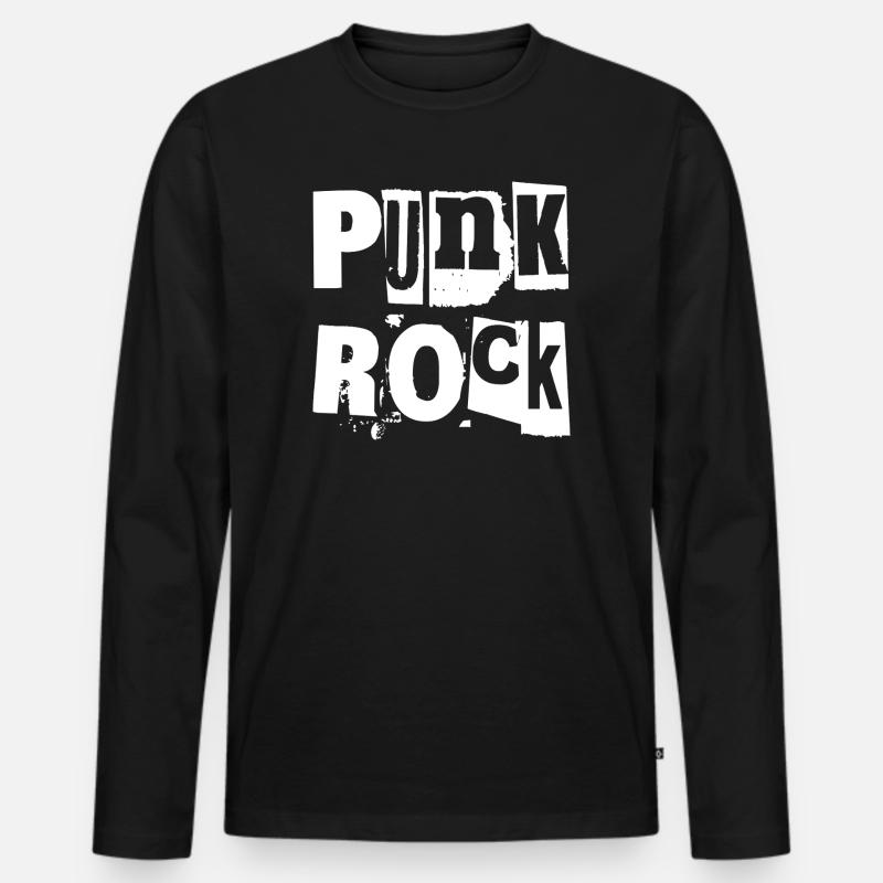 Punkrock Distressed Text Kunst - Männer Premium Bio Langarmshirt - Schwarz