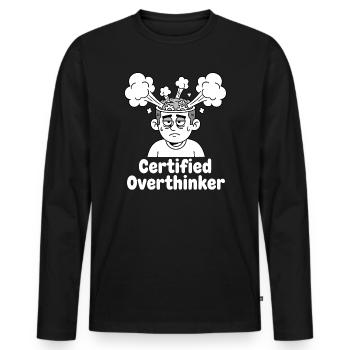 Réfléchisseur certifié - T-shirt manches longues Premium bio Homme - noir - Devant - Nico (187cm)