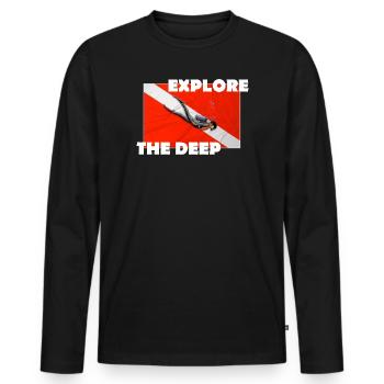 EXPLORE THE DEEP - Men's Premium Organic Long Sleeve Shirt - black - Front - Nico (187cm)