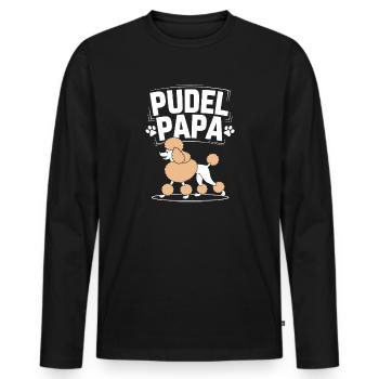 Caniche papa drôle amoureux des chiens - T-shirt manches longues Premium bio Homme - noir - Devant - Nico (187cm)