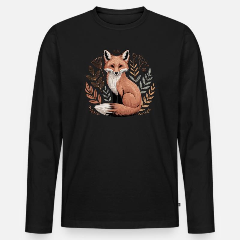Boho Fuchs - Männer Premium Bio Langarmshirt - Schwarz
