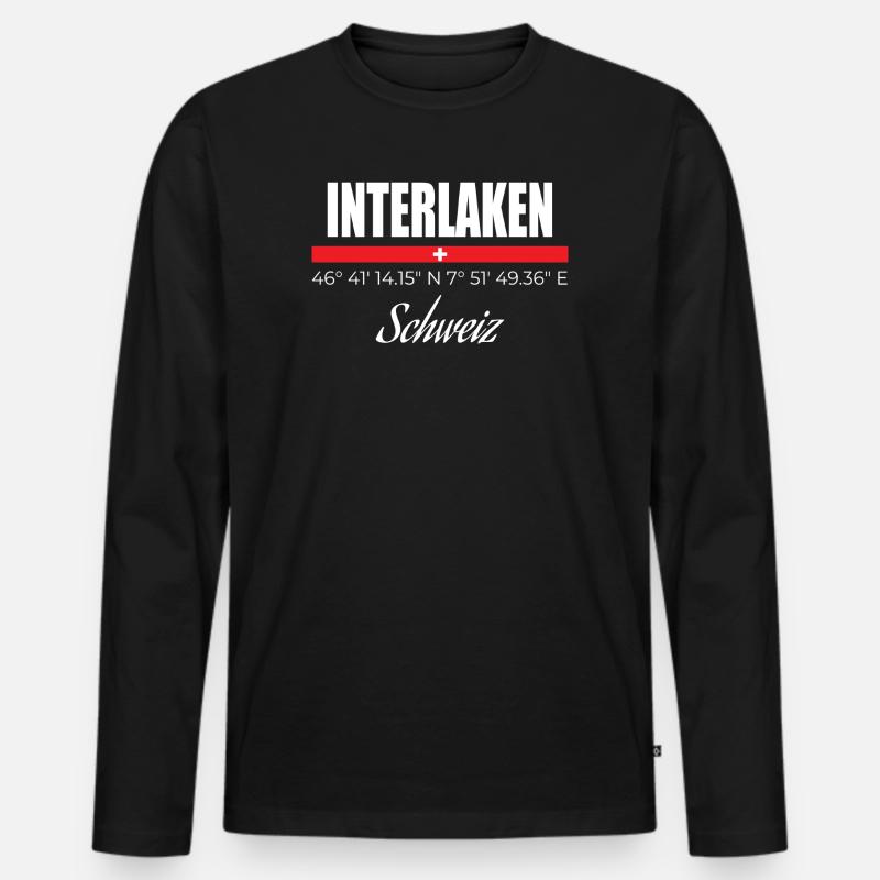 Interlaken - Männer Premium Bio Langarmshirt - Schwarz