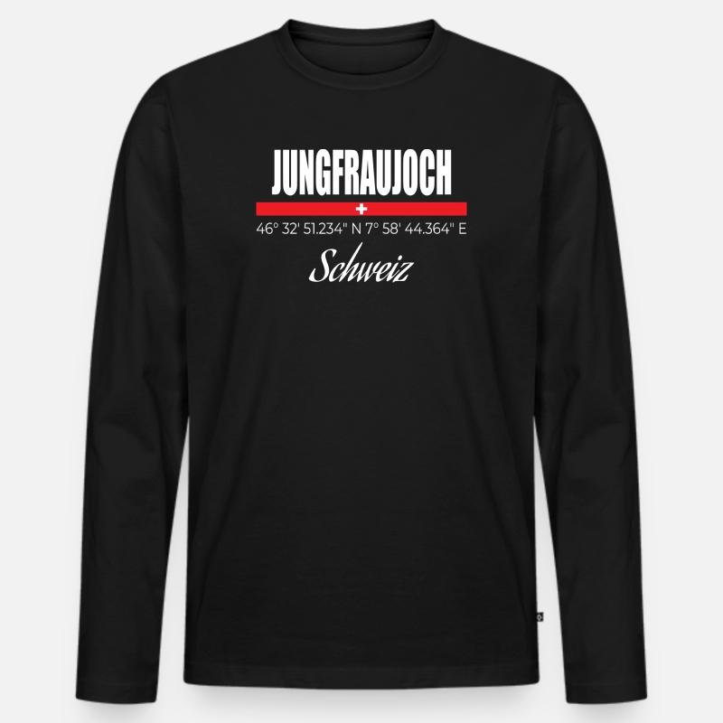 Jungfraujoch - Männer Premium Bio Langarmshirt - Schwarz