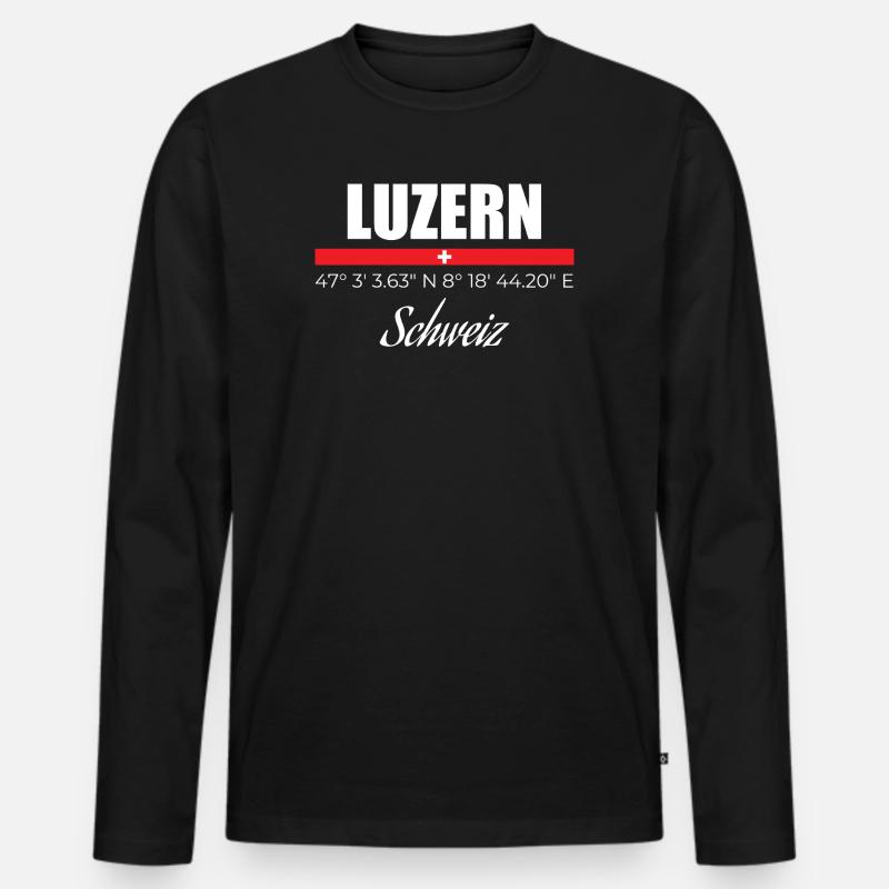 Luzern - Männer Premium Bio Langarmshirt - Schwarz
