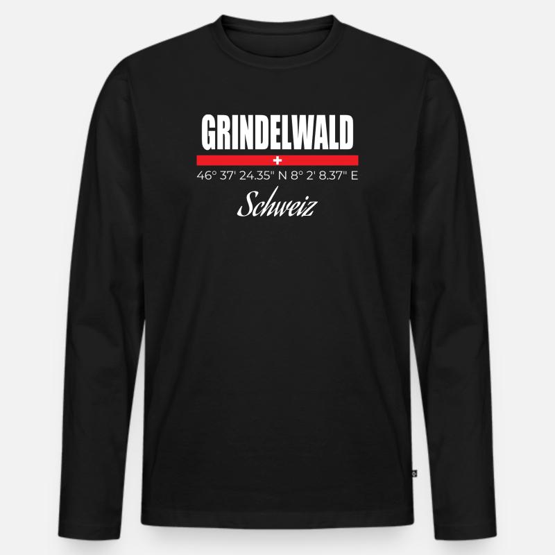 Grindelwald - Männer Premium Bio Langarmshirt - Schwarz