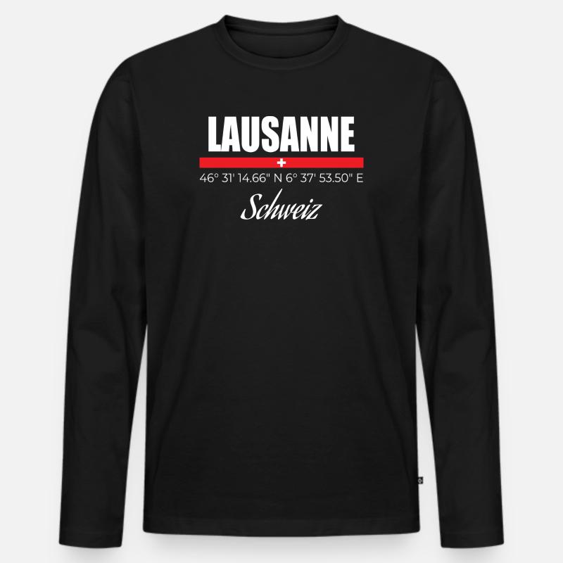 Lausanne - Männer Premium Bio Langarmshirt - Schwarz