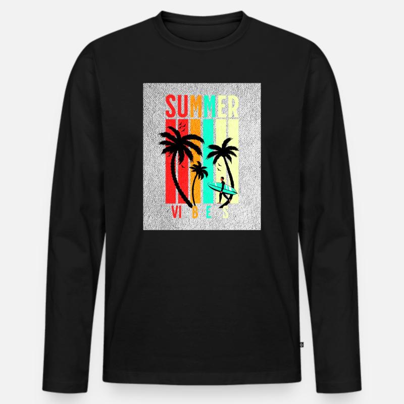 Summer Vibez - Männer Premium Bio Langarmshirt - Schwarz