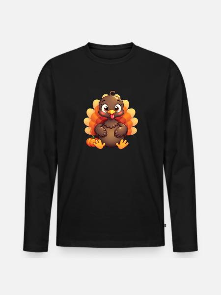 Bébé dinde de Thanksgiving - T-shirt manches longues Premium bio Homme - noir