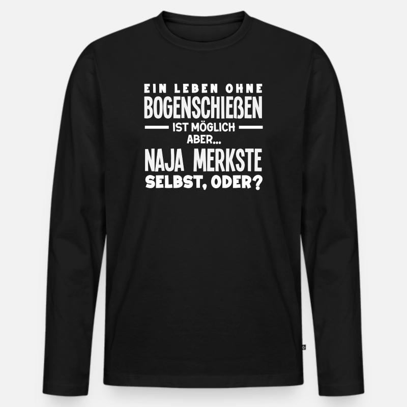 Ich gehe Bogenschießen - Männer Premium Bio Langarmshirt - Schwarz