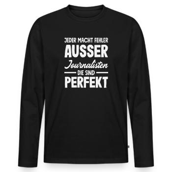 Tout le monde fait des erreurs Reporters Journalistes Parfaits - T-shirt manches longues Premium bio Homme - noir - Devant - Nico (187cm)