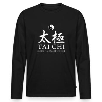 Balance Tranquility Strength Tai Chi Spiritual - Men's Premium Organic Long Sleeve Shirt - black - Front - Nico (187cm)